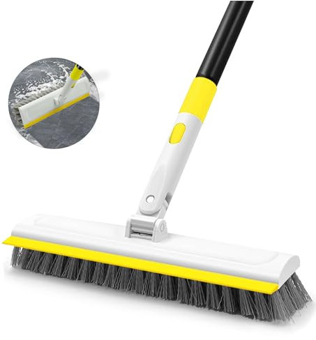 DALIPER Cepillo Limpieza Ducha Mango Largo 127cm, 2en1 Fregasuelos Rasqueta, Cepillo Giratorio 180° para Azulejos Bañeras
