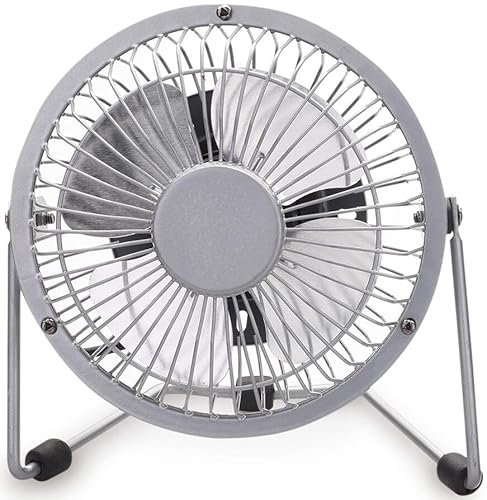 Brightium Ventilateur de bureau gris oscillant USB 3 W, idéal pour rafraîchir les espaces restreints et améliorer la circulation de l'air.