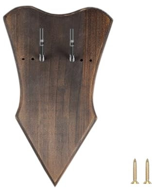 Plaque D'épée Murale,Support D'épée en Bois Réglable avec Crochets et Vis pour Arc,Epée Médiévale,Dague,Hache (Epée Non Incluse)