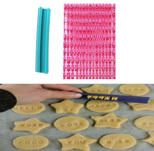 Timbri per Lettere di Argilla, Alfabeto Numero Fondente Cookie Cutter Stampini Alfabeto, Timbri Lettere e Strumenti Combinati, Plastica Timbro per Biscotti Macchina per Goffratura Fondente