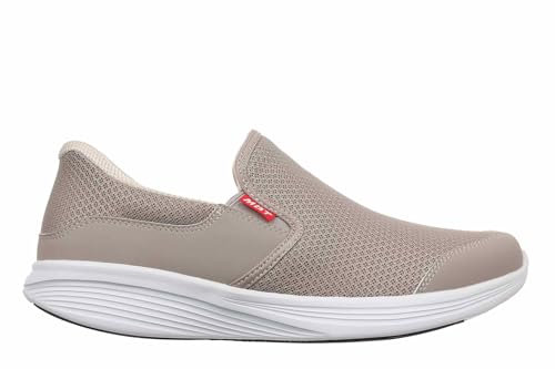 MBT SF-Modena III Slip On Herrenschuhe. Physiologisches Schuhwerk mit Slip & Fit-Technologie für müheloses Tragen. Atmungsaktives Mesh-Obermaterial und Kunstleder. Farbe Grau