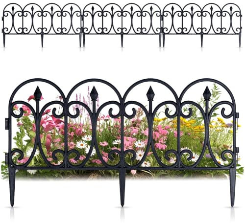 Lot de 4 palissades de jardin - Noir - 60 x 33 cm