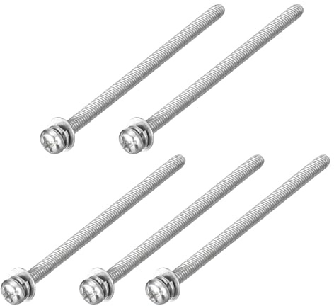 QUARKZMAN 5Pz M3 x 50mm Viti a Testa Bombata a Croce con Rondelle Elastica e Piatta, Kit Vite con Rondelle in Acciaio Inossidabile 304 per Legno Plastica Fissaggio Filo