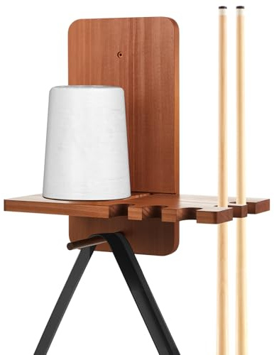 Geelin Wall Mount Pool Chalk Holder 5 Cue, Brown, with Triangle Rack Hook