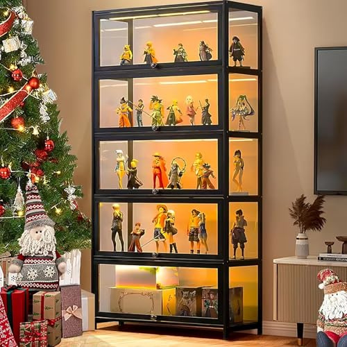 Scribora Vitrine avec Porte en Verre Acrylique, vitrine Curio à 8 Niveaux, pour Objets de Collection, bibliothèque pour Chambre à Coucher, Coin Lecture, Chambre de Tout-Petit.