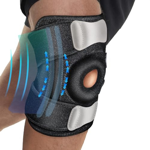 Winyoher Knee Support Knee Brace for Men Women Meniscus Tear - Adjustable Neoprene Knee Support Brace Open Patella for Arthritis, ACL, Joint Pain Relief, Osteoarthritis, Runners Knee Running Walking