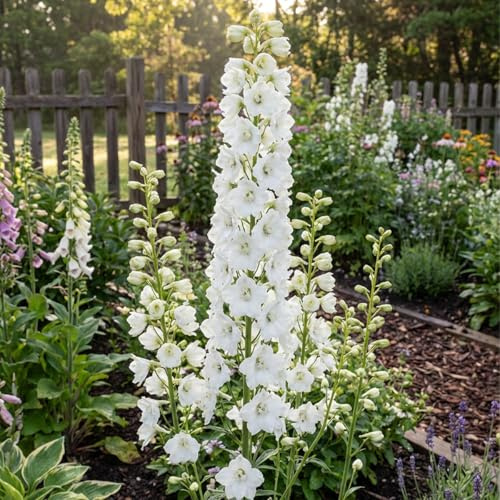Bloomique - Set di 3 - Delphinium Magic Fountains Pure White - Speronella - Resistente all'inverno - Perenne - Altezza 10-20 cm - Vaso da 9 cm