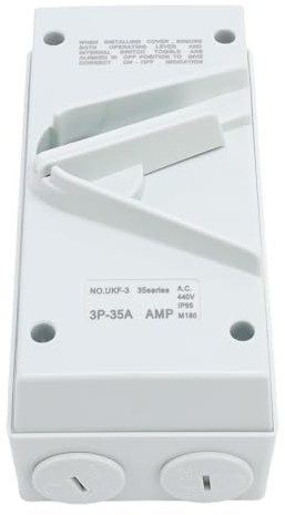 Yosoo Health Gear Bifogad Motorfrånkopplingsbrytare, ABS 3-polig Säkerhetsisoleringsbrytare AC440V 35A IP65 med Silver Touch Point, för Inomhusmotorstyrning Utomhus i Industriella Flygplatskraftverk