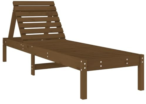 Foknhdi Lettino da giardino in legno massiccio di pino con schienale regolabile, per terrazza, balcone e piscina, colore: marrone miele, 199,5 x 60 x 74 cm