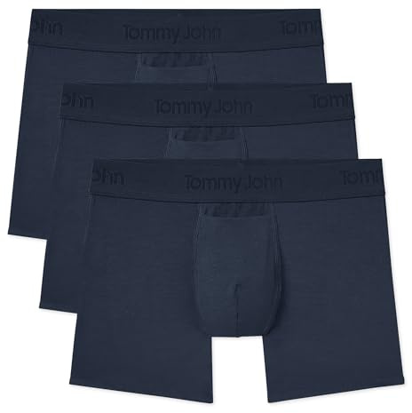Tommy John Men's Trunk 4” Underwear, Second Skin Boxers with Supportive Contour Pouch, Soft, Breathable Stretch Fabric Boxers, Dress Blues (3-pack), XL