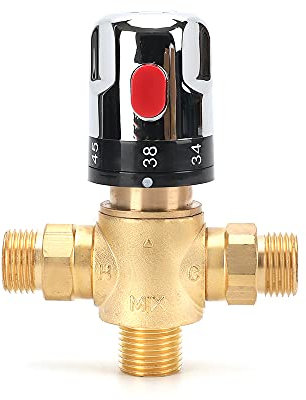 Tremax Robinet mélangeur thermostatique, mitigeur thermostatique, robinet mitigeur de douche avec connecteur G de 1/2, robinet de marque d'échelle centigrade
