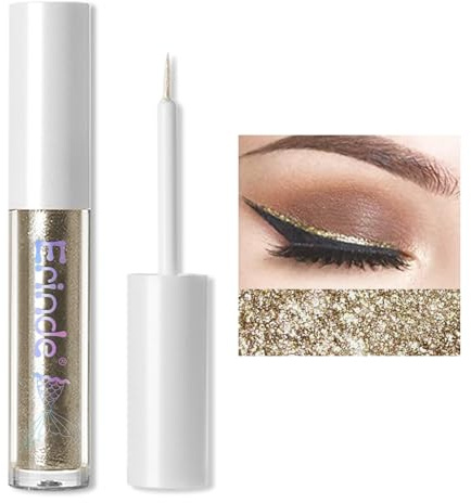 Erinde Liquid Glitter Eyeliner, Flüssiger Metallic Eyeliner Pen, Diamond Shimmer Eyeshadow Liner, Highly Pigmented & Wasserdicht Coloured Eye Liner Pencil, Starry Sequins Mermaid Augen Makeup