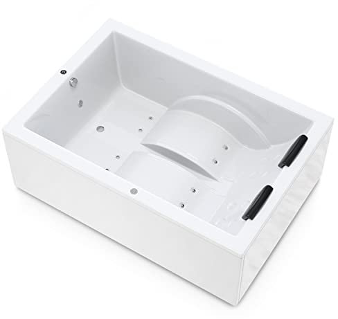 AQUADE Jacuzzi 2 Person Whirlpool Badewanne Air Relax 180x130 mit LED Whirlpool Beleuchtung & Badekissen für Badewanne Whirlpool 2 Personen/Whirlpool Badewannen Set