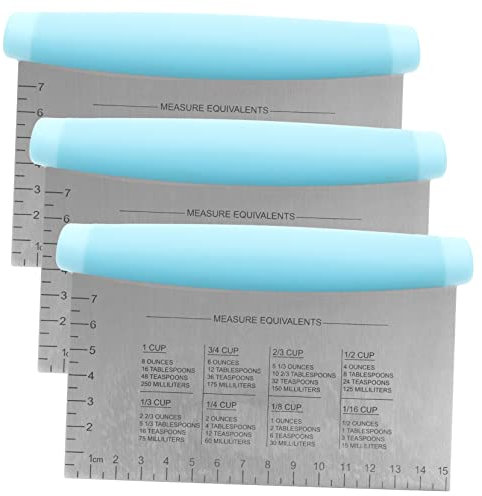 YARNOW 3piezas Raspador De Masa De Acero Inoxidable Raspador De Alimentos para Cocina con Mango Escala Medidora para Hornear y Preparar Pasteles