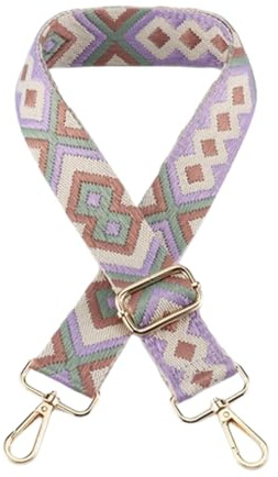 ShopINess Correa de Bolso Étnica Ajustable 75–140 cm – Asa Bandolera Universal con Mosquetón Dorado, Correa Intercambiable Ancha 4 cm de Poliéster Jacquard para Mujer (Style 1)