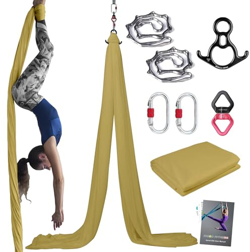 PRIOR FITNESS 9 Yards Aerial Yoga Silks Starter Kit Colorful Hammock Set with Hardware & Guide for All Levels of Aerial Yoga Practice and Acrobatic Flying for Adults