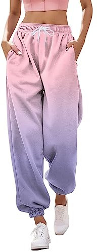 Jogginghose Damen - Haremshose Loose Yoga Hosen Sporthosen Elastischer Bund Sweatpants High Waist Sweatpants Gradient Print Freizeithose Trainingshose Fitnesshose Stoffhose