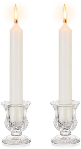 Inweder Glass Candlestick Holders Wedding: Clear Taper Candle Holder Bulk Set of 2 Small Candle Sticks for Christmas Anniversary Centrepiece Party Dining Table Decorations