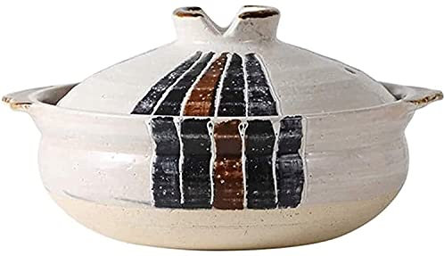 CVNIMV Cazuela De Cerámica Olla Cazuela con Tapa Cazuela con Tapa Olla para Estofado Olla De Barro Olla para Sopa Olla De Cocina De 3L