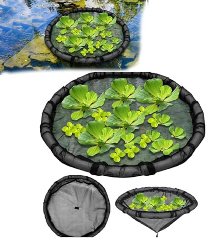 Floating Flora Fish Barrier, Floating Island Planter, Water Features Pond Decorations, Fine Mesh Floating Island Plant Protector with Lifting Ring for Protect Your Floating Plants (80cm)