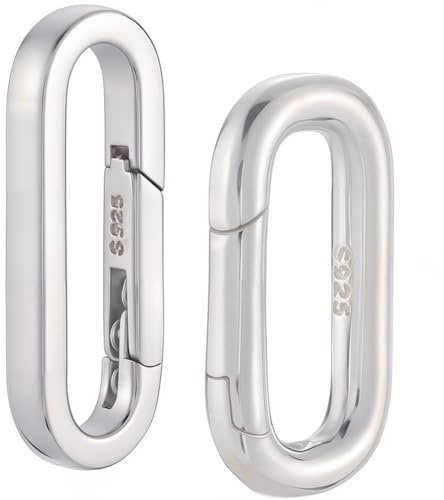 Beebeecraft 2 Pieza de 2 Estilos Y 925 Cierres Ovalados de Plata de Ley con Resorte para Collar Acortador Potenciador para Hacer Joyas Pulseras Tobilleras Y Manualidades