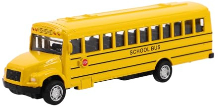 MOLUCKFU Autobús Escolar de Juguete Amarillo Grande de Aleación Impulso Inercial, Modelo Realista, Vehículo Educativo para Juegos y Colección, Accesorio para Fotos y Casa de Muñecas