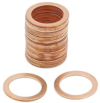 sourcing map 30stk. Flach Unterlegscheiben Dichtung Kupferringe Dichtringe Dichtplatte 18mm