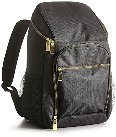 SAGAFORM City kylryggsäck, 45 x 30 x 22 cm, kylväska, picknickryggsäck, ryggsäck med kylfack, isoleringsväska, två ytterfack, nätfack på sidan, justerbara axelremmar, svart