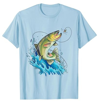 Pêche basse pour pêcheur et pêcheur T-Shirt, Homme, Bleu Céleste, L