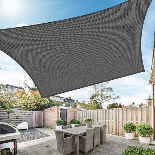 Duerer Toldo Vela de Sombra Rectangular 2x3m, 95% de Protección UV, 185g/m² Densidad para Patio Jardín Pérgola Exterior Terraza, Color Antracita
