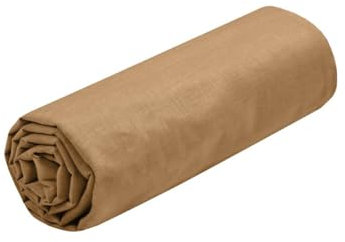 STOF Spannbettlaken, Größe 160 x 200 cm, große Spannhöhe 30 cm, 100% Baumwolle, Öko-Tex Zertifiziert – Farbe Curry – Modell Eden – Bettwäsche für Zuhause, weich und bequem, für EIN gemütliches Nest