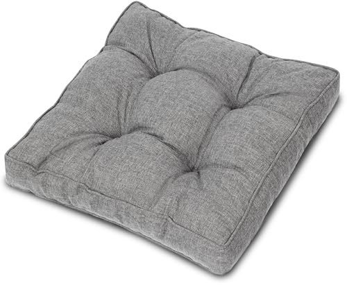 Beautissu Outdoor Loungekissen 50x50cm – Bequemes Sitzkissen 10cm dick Polster Sitzauflage Schmutz- & Wasserabweisend Gartenkissen Gartenmöbel Rattan Lounge Auflage Hellgrau – BeauFlair