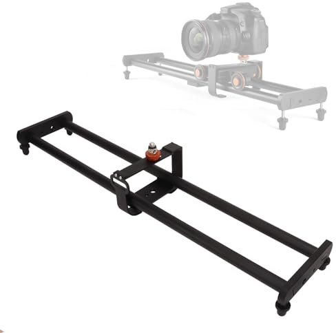 Bewinner Videokamera, 60 cm Motorisierter Kamera-Schienen-Regisseur-Set, Tragbarer Verstellbarer Alu für L5i Car Special, Schwarz, Bodenmontage, Kamera