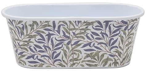 The Leonard Collection Willow Bough Planter For Home & Office | Decorative Oval Flower Plant Pot | Designed By William Morris | Small Metal Planter For Indoor & Outdoor Plants