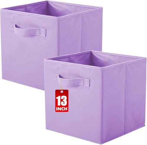 powerking Contenitore di stoccaggio, cubi pieghevoli di stoccaggio del tessuto e cassetto dell'organizzatore di stoccaggio del panno per armadio e giocattoli di stoccaggio, 13 X 13 X 13 INCH, 2 Pack