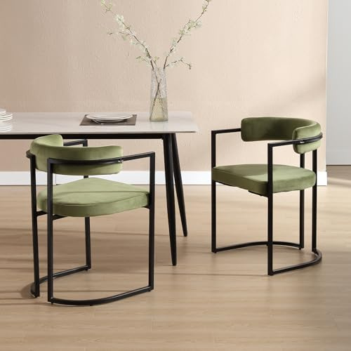 chairus Set di 2 Sedie da Pranzo in Velluto Sedie da Cucina Poltrocina da Pranzo con struttura in metallo Sedie Imbottita moderne per sala da pranzo/Soggiorno,Verde
