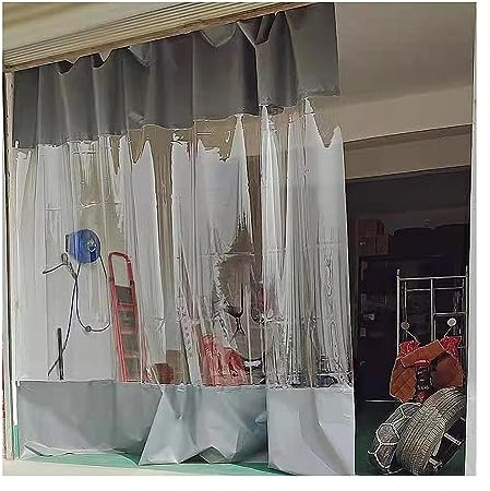 Transparent Imperméable Rideaux D'extérieur, Vinyle Industriel Garage Rideaux De Séparation, Bâche Panneaux De Portes Imperméable À La Pluie pour Gazebo en Bois Zones De Travail(4.5X2.4M/14.8x7.9FT)