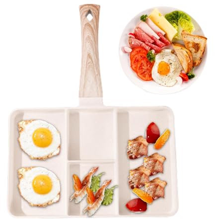 Poêle à petit-déjeuner divisée en sections – Poêle de cuisson à plusieurs compartiments, poêle à frire antiadhésive pour pocher les œufs | Poêle carrée pour œufs, poêle à pocher pour les repas de fami