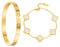 GWAWG Kleeblatt Armband Damen Gold, 18K Vergoldeter Armreif Gold, Schmuckset mit 2 Armbändern, Glücksarmband für Hochzeit, Geburtstag, Alltag, Geschenk für Frauen (Weiß)