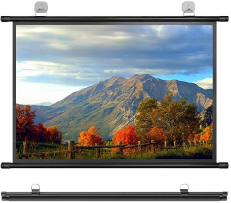 GLETSF Écran De Projection HD À Déroulement Manuel, 30, 40, 50, 60, 72, Portable, pour Home Cinéma, Intérieur Et Extérieur, Formats 4:3 Et 16:9, Montage Mural.-16:09-72