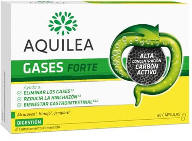 Aquilea Gases Forte | Alivio Rápido de Gases e Hinchazón Abdominal | Con Carbón Vegetal, Hinojo y Comino | 60 Cápsulas | Reduce Molestias Digestivas