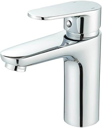 JUNSOTTOR Grifo monomando de latón cromado para lavabo de baño, instalación sencilla, perlador integrado, ahorro de agua, válvula de cerámica cromada