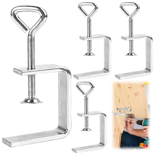 Tkxjry 4 Pezzi Morsetto a C, 50mm Morsettos a Vite Regolabile, Morsetto a C in Acciaio Inox,Per Lavorazione Legno, Fai da Te, Saldatura, Mobili
