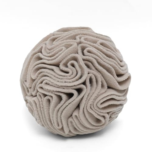kmirepa Light Brown Snuffle Ball for Dogs, Slow Feeder Mental Enrichment Toy for Small, Medium Dogs, Discreet Color Interactive Puzzle Game for Anxiety Relief & Indoor Fun, Machine Washable
