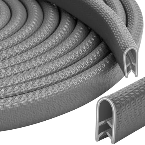 Perfil Goma Protector Bordes Protector de Puerta de Coche(10M, Gris, 4mm) | Rango de Sujeción 3-4 mm perfil de Goma para Automóviles Procesamiento de Chapa Construcción de Barcos Artesanías