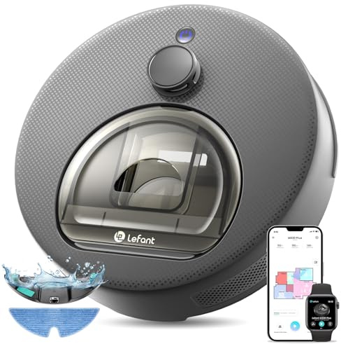 Lefant M330 Plus Robot Aspirateur Laveur Serpillière, 3en1, 5000Pa, Anti-emmêlement, Navigation LiDAR Précise, Zone Interdite Intelligente, Nettoyage Personnalisé, Idéal Sols Durs Tapis, APP/Alexa
