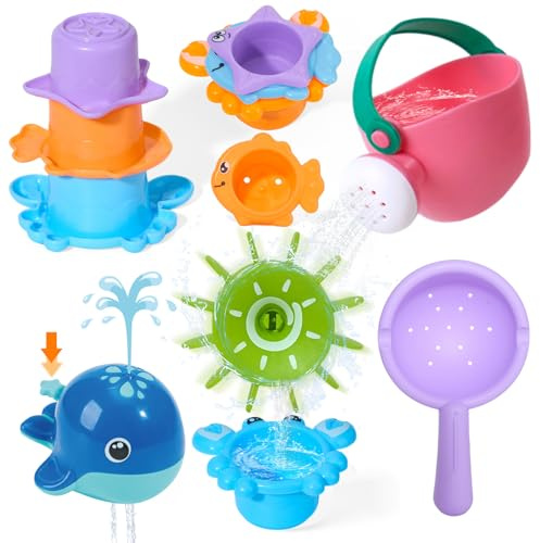 Bath Toys for 1 2 3 4 Year Old: Baby Bath Toys 12+ Months - Fun and Safe Mould Free Bathtub Water Play Swimming Pool Toys - Birthday Gifts for 1 2 Year Olds Boys Girls Toddler Toys Age 1 2