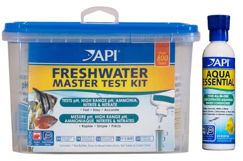 API Aquarium Test Strips & Water Treatment Bundle Aqua Essential + Test Kit