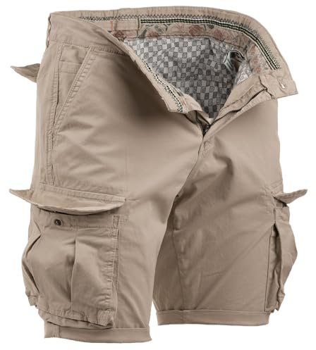 Instinct Bermuda Uomo Cargo Pantaloncini con Tasche Laterali Shorts Pantaloni Corti Slim Fit Multi-Tasche in Cotone Tasconati 46, Beige Cargo K-828