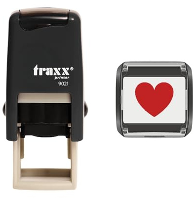 Traxx 9021 Loyalty Card Self Inking Rubber Stamp Business *A Red Heart Design*